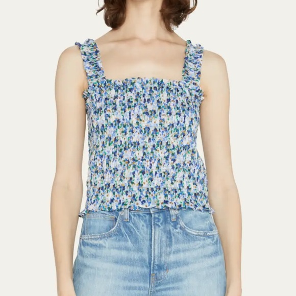 Veronica Beard Smocked Cropped Tank Top - Picture 1 of 5